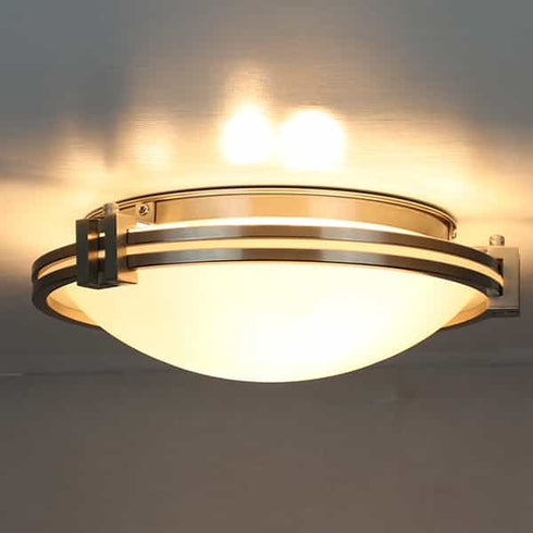 Brushed Nickel Flush Mount Light 2-Light Milk Glass Ceiling Light